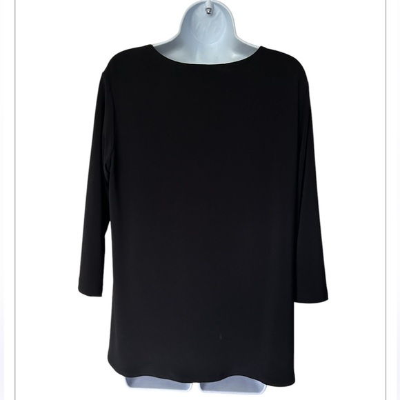 Sympli black top tunic scoop neck 3/4 sleeve ties at hem excellent Size 12 - Picture 7 of 8